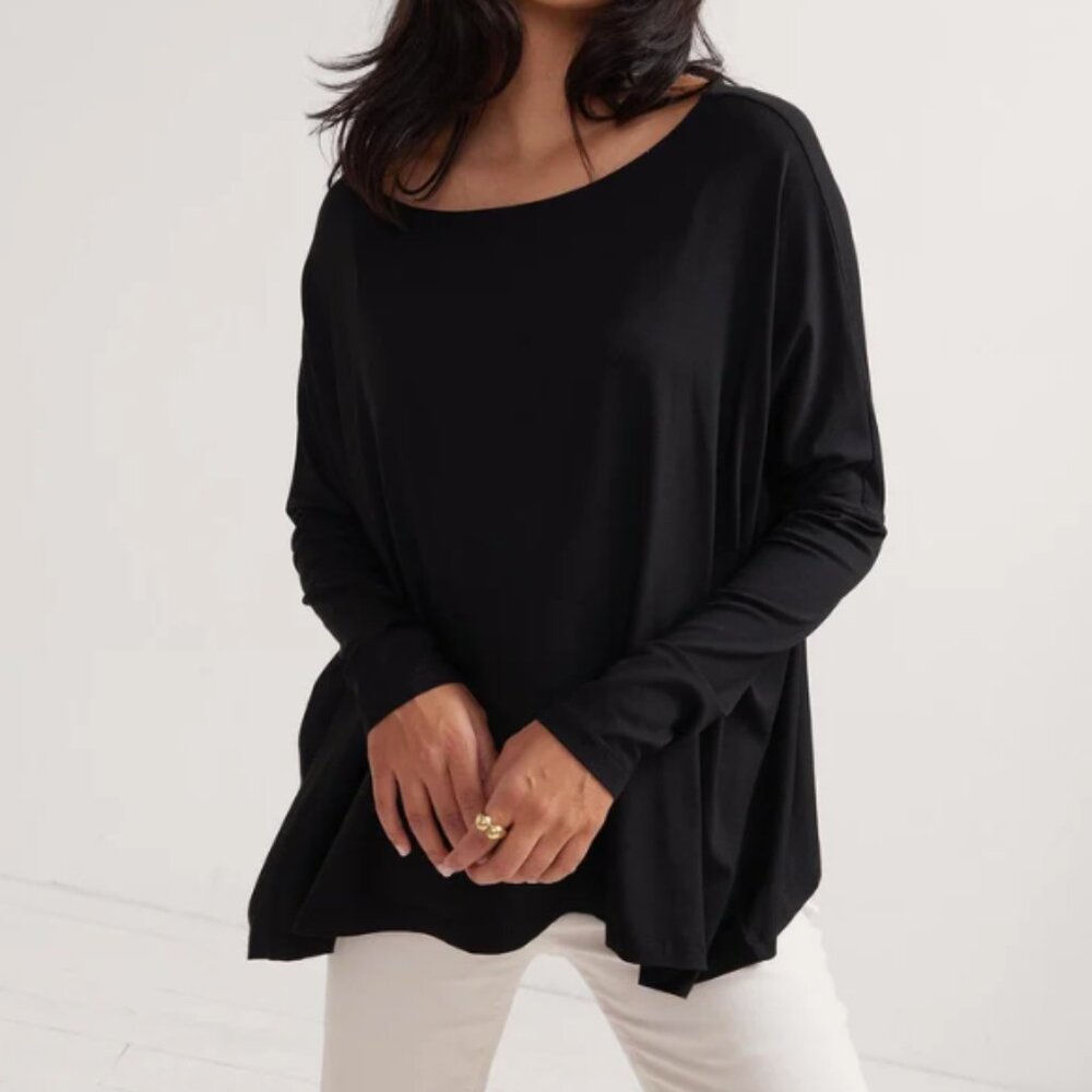 HATCH Maternity The Perfect Longsleeve Rayon Tee, Black, Size 1 (S)